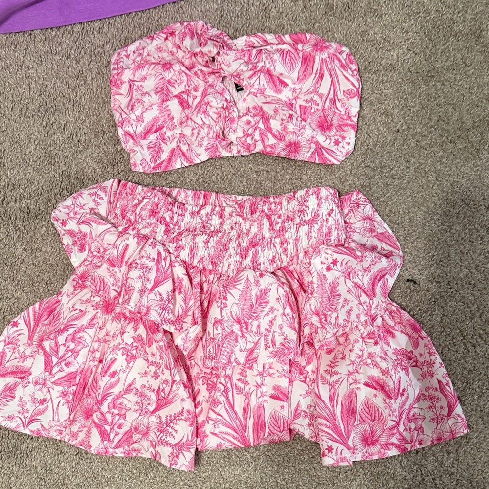 SHEIN Pink Floral Two-Piece Set